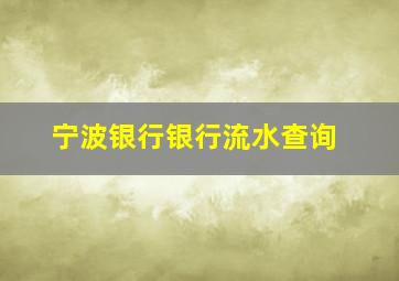 宁波银行银行流水查询