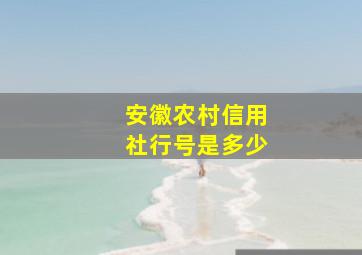 安徽农村信用社行号是多少