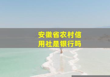 安徽省农村信用社是银行吗