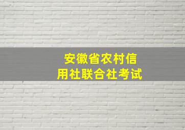 安徽省农村信用社联合社考试