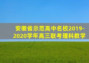 安徽省示范高中名校2019-2020学年高三联考理科数学