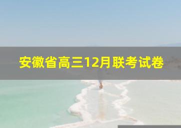 安徽省高三12月联考试卷