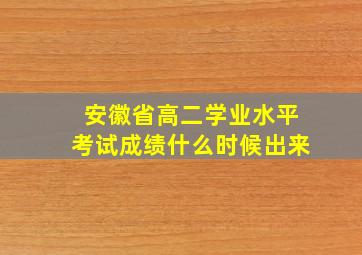 安徽省高二学业水平考试成绩什么时候出来