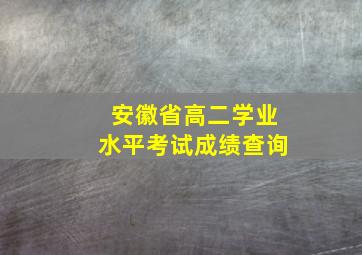 安徽省高二学业水平考试成绩查询