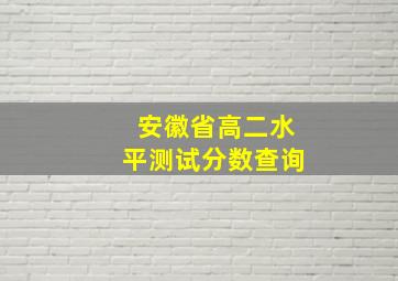 安徽省高二水平测试分数查询