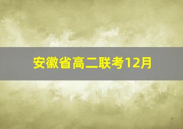 安徽省高二联考12月