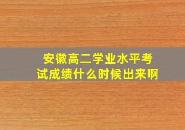 安徽高二学业水平考试成绩什么时候出来啊