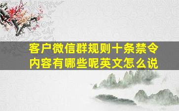 客户微信群规则十条禁令内容有哪些呢英文怎么说