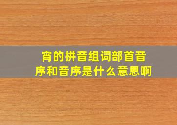 宵的拼音组词部首音序和音序是什么意思啊