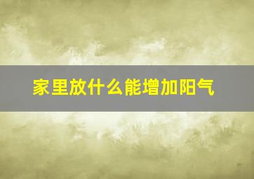 家里放什么能增加阳气