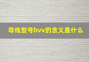 导线型号bvv的含义是什么