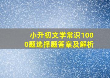 小升初文学常识1000题选择题答案及解析