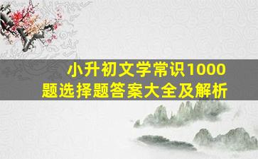 小升初文学常识1000题选择题答案大全及解析