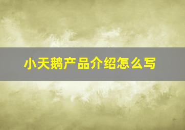 小天鹅产品介绍怎么写