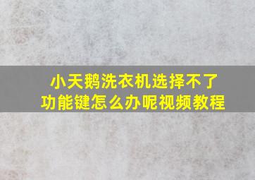 小天鹅洗衣机选择不了功能键怎么办呢视频教程