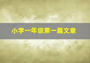 小学一年级第一篇文章