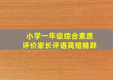 小学一年级综合素质评价家长评语简短精辟