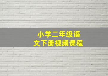 小学二年级语文下册视频课程