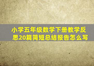 小学五年级数学下册教学反思20篇简短总结报告怎么写