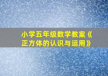 小学五年级数学教案《正方体的认识与运用》