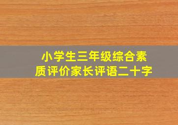 小学生三年级综合素质评价家长评语二十字