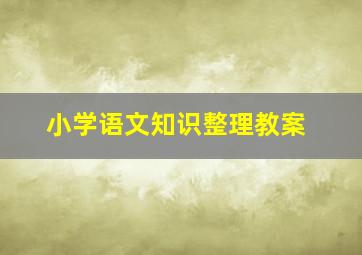 小学语文知识整理教案