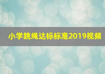 小学跳绳达标标准2019视频