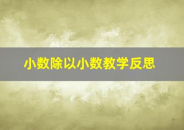 小数除以小数教学反思