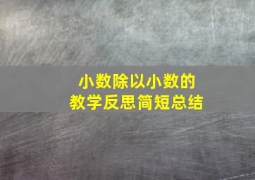 小数除以小数的教学反思简短总结