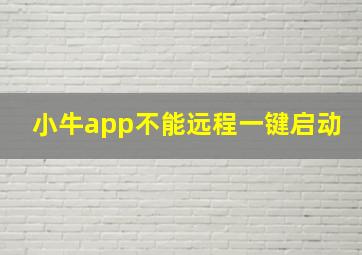 小牛app不能远程一键启动