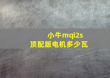 小牛mqi2s顶配版电机多少瓦