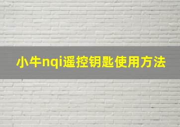 小牛nqi遥控钥匙使用方法