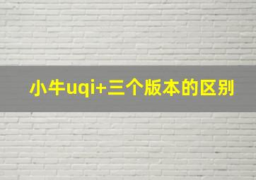 小牛uqi+三个版本的区别