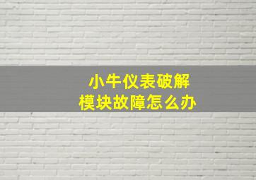 小牛仪表破解模块故障怎么办