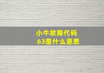 小牛故障代码63是什么意思