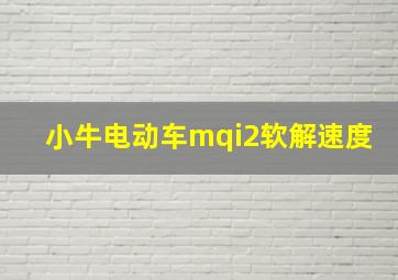 小牛电动车mqi2软解速度