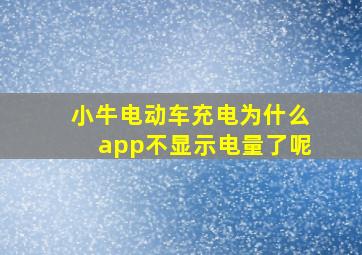 小牛电动车充电为什么app不显示电量了呢