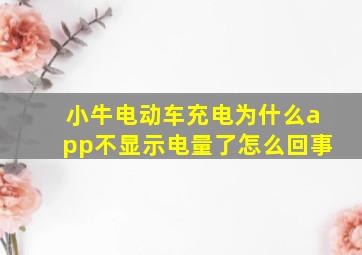 小牛电动车充电为什么app不显示电量了怎么回事