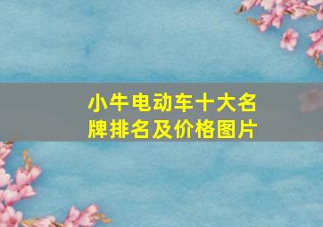 小牛电动车十大名牌排名及价格图片