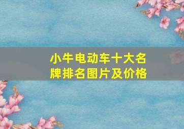 小牛电动车十大名牌排名图片及价格