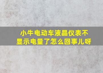 小牛电动车液晶仪表不显示电量了怎么回事儿呀