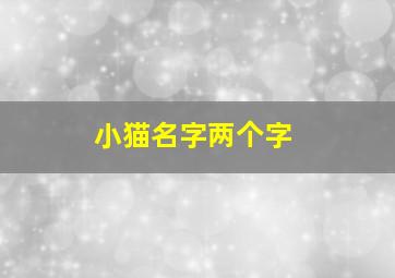 小猫名字两个字