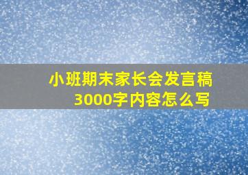 小班期末家长会发言稿3000字内容怎么写