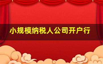 小规模纳税人公司开户行