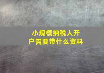 小规模纳税人开户需要带什么资料