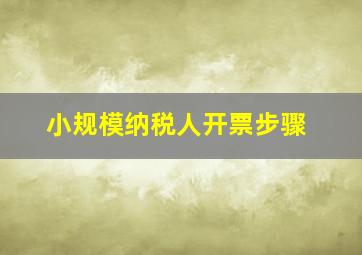 小规模纳税人开票步骤