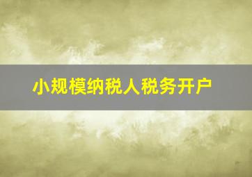 小规模纳税人税务开户