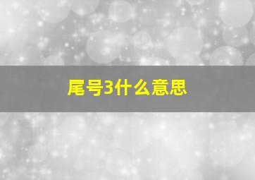 尾号3什么意思