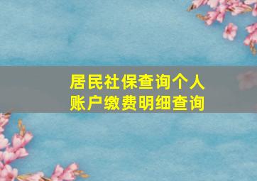 居民社保查询个人账户缴费明细查询