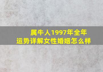 属牛人1997年全年运势详解女性婚姻怎么样